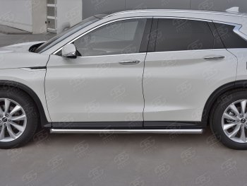 21 999 р. Защита порогов (Ø63 мм, нержавейка) SLITKOFF  INFINITI Qx50  J55 (2017-2022) (Металлические торцы под 45°)  с доставкой в г. Владивосток. Увеличить фотографию 3