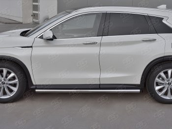 20 849 р. Защита порогов (Ø63 мм, нержавейка) SLITKOFF  INFINITI Qx50  J55 (2017-2022) (С пластиковыми заглушками на торцах)  с доставкой в г. Владивосток. Увеличить фотографию 3