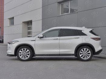 21 999 р. Защита порогов (Ø63 мм, нержавейка) SLITKOFF  INFINITI Qx50  J55 (2017-2022) (Металлические торцы под 90°)  с доставкой в г. Владивосток. Увеличить фотографию 2