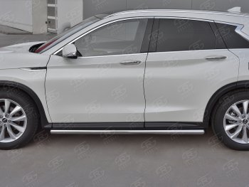 21 999 р. Защита порогов (Ø63 мм, нержавейка) SLITKOFF  INFINITI Qx50  J55 (2017-2022) (Металлические торцы под 90°)  с доставкой в г. Владивосток. Увеличить фотографию 3