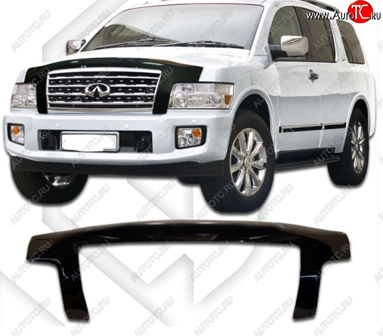 2 999 р. Дефлектор капота CA-Plastiс exclusive  INFINITI QX56  JA60 (2004-2007) дорестайлинг (Classic черный, Без надписи)  с доставкой в г. Владивосток