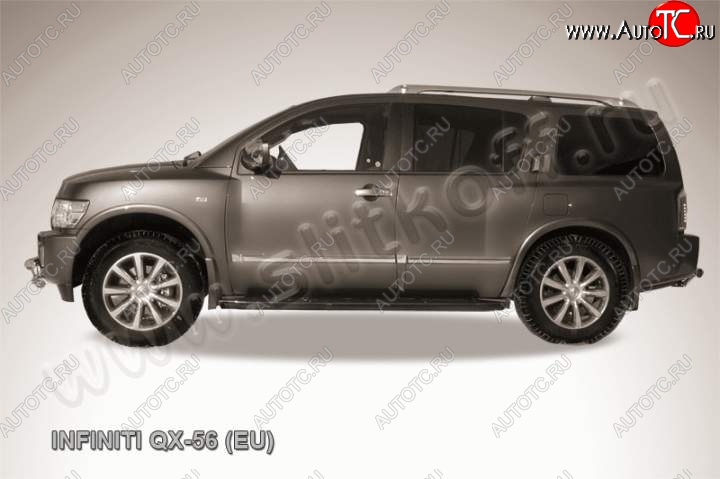 13 399 р. Защита штатного порога d42 Slitkoff  INFINITI QX56  JA60 (2004-2010) дорестайлинг, рестайлинг (Цвет: серебристый)  с доставкой в г. Владивосток