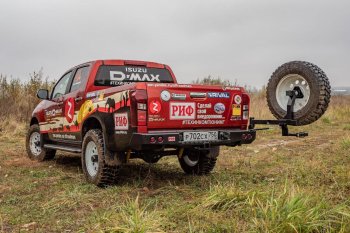 70 999 р. Бампер задний силовой РИФ (стандарт) Isuzu D-Max RT85 ExtendedCab дорестайлинг (2011-2017) (С квадратом под фаркоп, калиткой и фонарями)  с доставкой в г. Владивосток. Увеличить фотографию 5