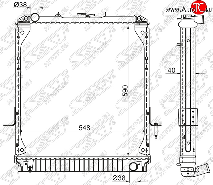 14 249 р. Радиатор двигателя (пластинчатый, МКПП) SAT Isuzu Elf (NPR75)  дорестайлинг (1993-2004)  с доставкой в г. Владивосток