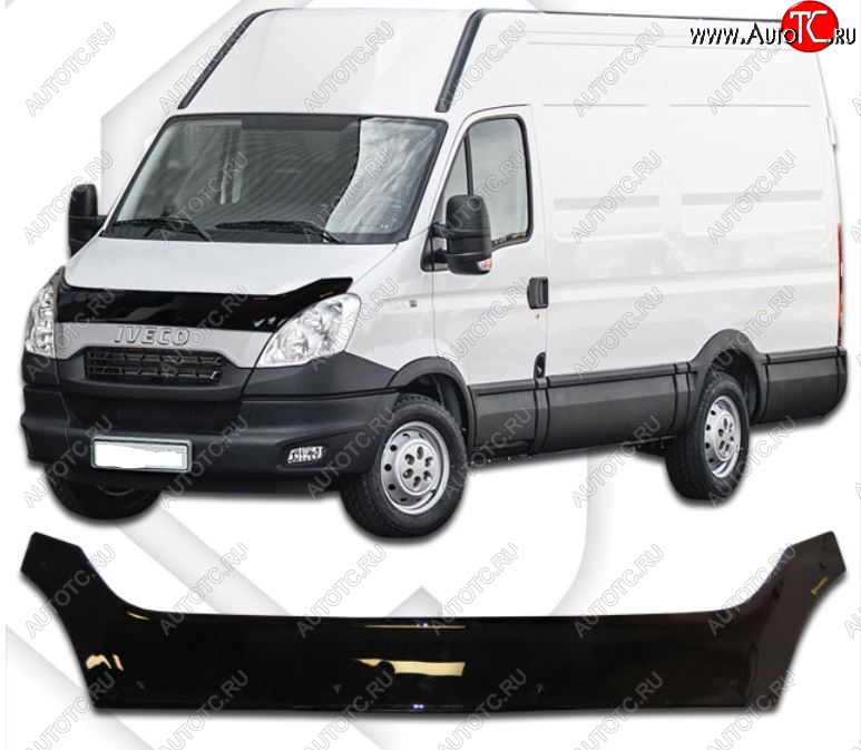 2 399 р. Дефлектор капота CA-Plastiс  Iveco Daily (2011-2014) (Classic черный, Без надписи)  с доставкой в г. Владивосток