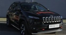 21 599 р. Защита переднего бампера (Trailhawk 2 трубыØ63 и 42 мм, нержавейка) SLITKOFF Jeep Cherokee KL дорестайлинг (2014-2017)  с доставкой в г. Владивосток. Увеличить фотографию 2