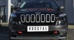 Защита переднего бампера (Trailhawk 2 трубыØ63 и 42 мм, нержавейка) SLITKOFF Jeep Cherokee KL дорестайлинг (2014-2017)