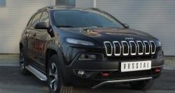 16 699 р. Защита переднего бампера (Trailhawk Ø42 мм волна, нержавейка) SLITKOFF Jeep Cherokee KL дорестайлинг (2014-2017)  с доставкой в г. Владивосток. Увеличить фотографию 2