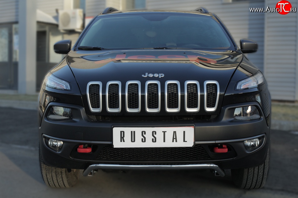 16 699 р. Защита переднего бампера (Trailhawk Ø42 мм волна, нержавейка) SLITKOFF Jeep Cherokee KL дорестайлинг (2014-2017)  с доставкой в г. Владивосток