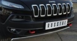 5 299 р. Защита переднего бампера (Trailhawk Ø75х42 мм, нержавейка) Russtal  Jeep Cherokee  KL (2014-2017) дорестайлинг  с доставкой в г. Владивосток. Увеличить фотографию 2