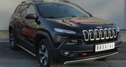 5 299 р. Защита переднего бампера (Trailhawk Ø75х42 мм, нержавейка) Russtal  Jeep Cherokee  KL (2014-2017) дорестайлинг  с доставкой в г. Владивосток. Увеличить фотографию 4