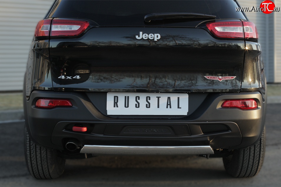 16 699 р. Защита заднего бампера (Trailhawk, Ø75x42 мм, нержавейка) Russtal Jeep Cherokee KL дорестайлинг (2014-2017)  с доставкой в г. Владивосток