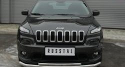 16 999 р. Защита переднего бампера (2 трубыØ63 и 42 мм, нержавейка) SLITKOFF  Jeep Cherokee  KL (2014-2017) дорестайлинг  с доставкой в г. Владивосток. Увеличить фотографию 1