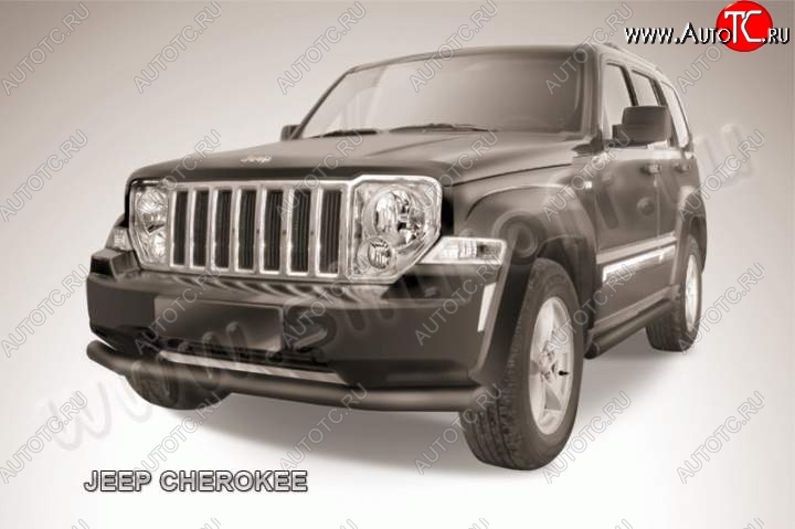 12 649 р. Защита переднего бампера их трубы d76 Slitkoff Jeep Cherokee KL дорестайлинг (2014-2017) (Цвет: серебристый)  с доставкой в г. Владивосток