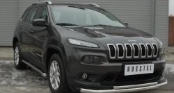 11 249 р. Защита порогов из круглой трубы диаметром 63 мм SLITKOFF  Jeep Cherokee  KL (2014-2017) дорестайлинг  с доставкой в г. Владивосток. Увеличить фотографию 2