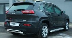 16 499 р. Защита заднего бампера (Ø63 и 42 мм, нержавейка) SLITKOFF Jeep Cherokee KL дорестайлинг (2014-2017)  с доставкой в г. Владивосток. Увеличить фотографию 3