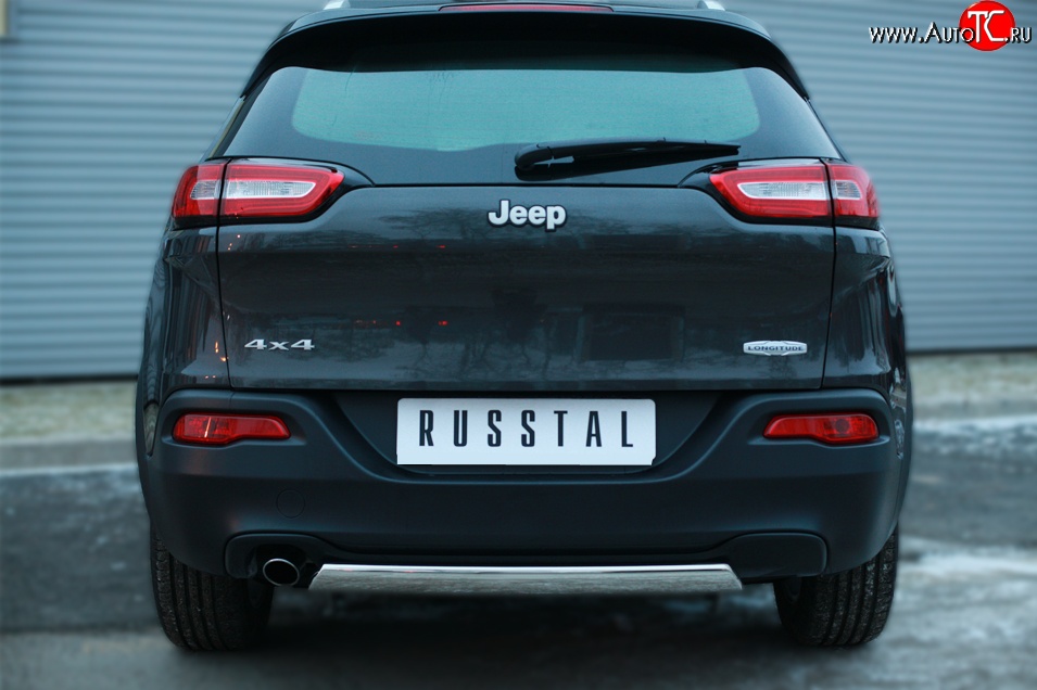 16 849 р. Защита заднего бампера (Ø75x42 мм, нержавейка) Russtal Jeep Cherokee KL дорестайлинг (2014-2017)  с доставкой в г. Владивосток