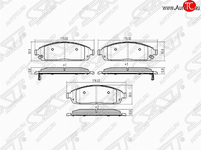 1 439 р. Колодки тормозные SAT (передние)  Jeep Grand Cherokee  WK (2004-2010)  с доставкой в г. Владивосток