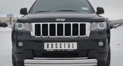 17 749 р. Защита переднего бампера (2 трубыØ76 и 42 мм, нержавейка) SLITKOFF  Jeep Grand Cherokee  WK2 (2010-2013) дорестайлинг  с доставкой в г. Владивосток. Увеличить фотографию 1