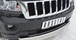 22 649 р. Защита переднего бампера (2 трубыØ76 и 63 мм, нержавейка) SLITKOFF  Jeep Grand Cherokee  WK2 (2010-2013) дорестайлинг  с доставкой в г. Владивосток. Увеличить фотографию 2