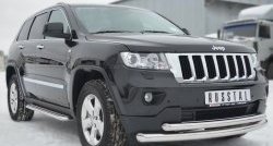 22 649 р. Защита переднего бампера (2 трубыØ76 и 63 мм, нержавейка) SLITKOFF  Jeep Grand Cherokee  WK2 (2010-2013) дорестайлинг  с доставкой в г. Владивосток. Увеличить фотографию 4