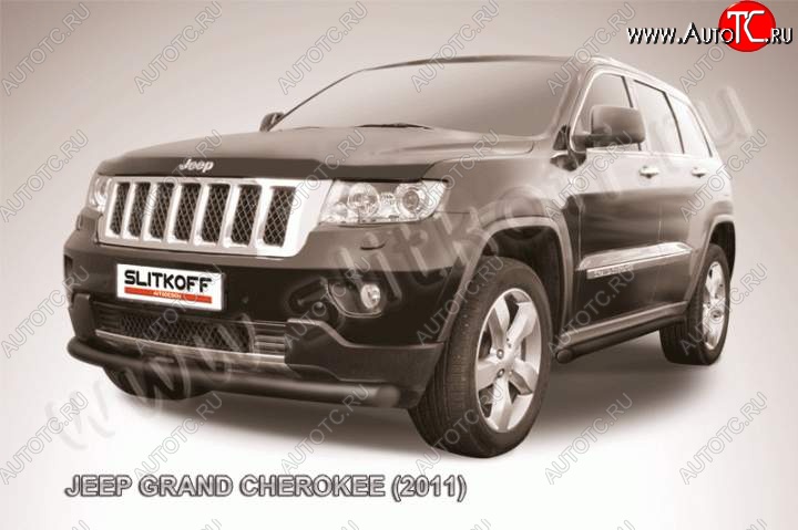 10 349 р. Защита переднего бампера из трубы d76 Slitkoff (дуга)  Jeep Grand Cherokee  WK2 (2010-2013) дорестайлинг (Цвет: серебристый)  с доставкой в г. Владивосток