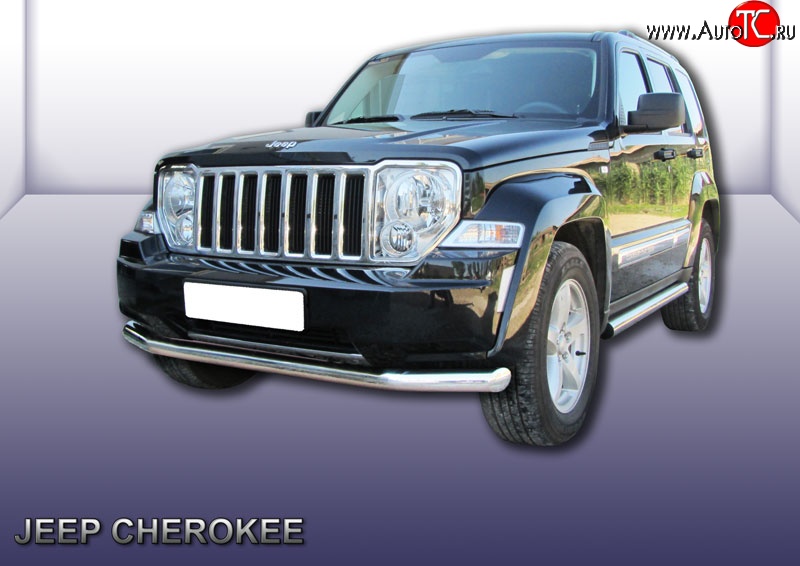 17 799 р. Одинарная защита переднего бампера диаметром 76 мм Slitkoff  Jeep Liberty  KK (2007-2013) (Нержавейка, Полированная)  с доставкой в г. Владивосток