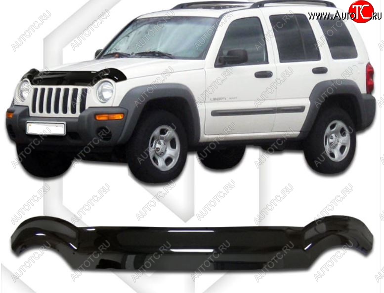 2 079 р. Дефлектор капота CA-Plastic  Jeep Liberty  KJ (2001-2007) дорестайлинг, рестайлинг (Classic черный, Без надписи)  с доставкой в г. Владивосток