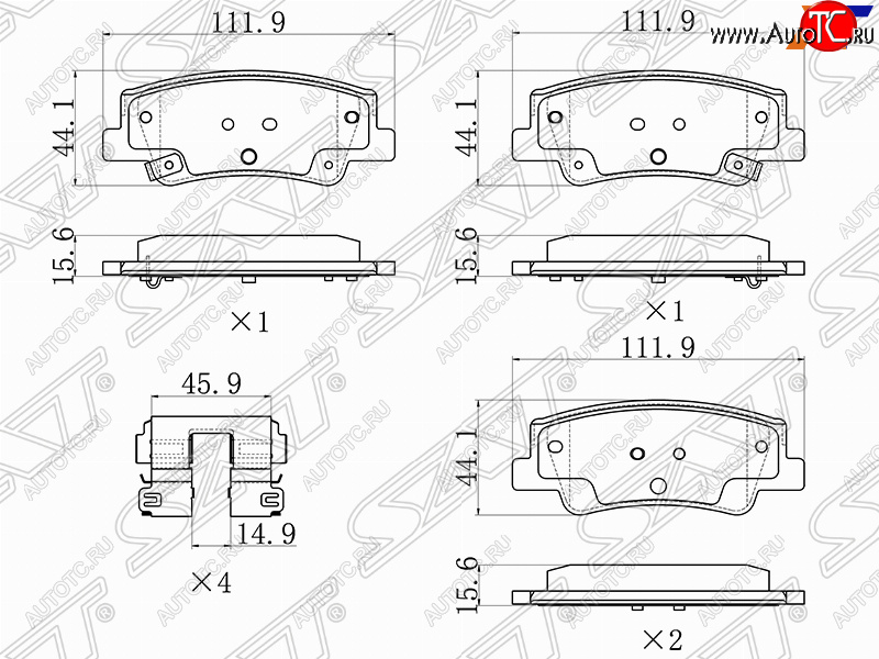 2 049 р. Задние тормозные колодки SAT Hyundai Sonata DN8 (2019-2022)  с доставкой в г. Владивосток