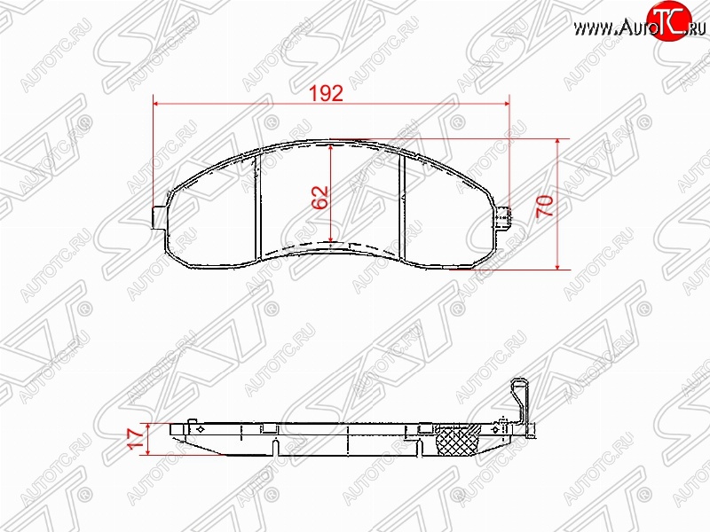 3 399 р. Комплект передних тормозных колодок SAT (2 поршня) KIA Bongo PU 4- дорестайлинг (2004-2012)  с доставкой в г. Владивосток