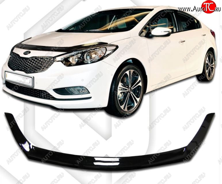 2 159 р. Дефлектор капота CA-Plastiс  KIA Cerato Koup  1 TD (2008-2013) купе (Classic черный, Без надписи)  с доставкой в г. Владивосток