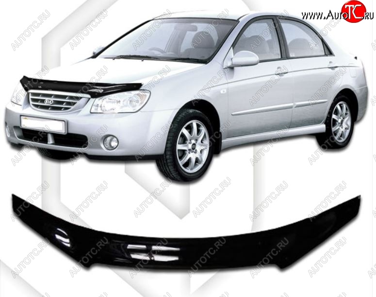 2 079 р. Дефлектор капота CA-Plastiс  KIA Cerato  1 LD (2003-2008) седан дорестайлинг, хэтчбэк, седан рестайлинг (Classic черный, Без надписи)  с доставкой в г. Владивосток