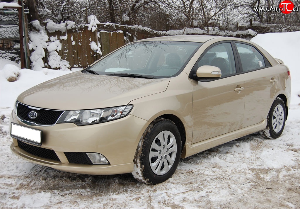 4 599 р. Накладка на передний бампер GT Dynamics KIA Cerato 2 TD седан (2008-2013) (Неокрашенная)  с доставкой в г. Владивосток