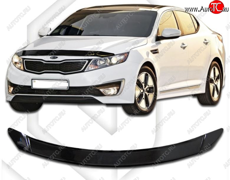 1 899 р. Дефлектор капота CA-Plastic  KIA Optima  3 TF (2010-2016) дорестайлинг седан, рестайлинг седан (Classic черный, Без надписи)  с доставкой в г. Владивосток