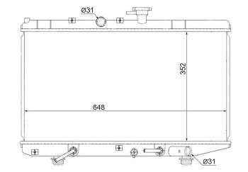Радиатор двигателя SAT (пластинчатый, 1.3/1.5, АКПП) KIA (КИА) Rio (Рио)  1 DC (2000-2005) 1 DC дорестайлинг седан, рестайлинг седан, рестайлинг универсал