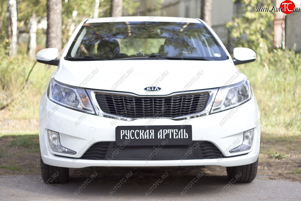 1 769 р. Защитная сетка решетки переднего бампера РА  KIA Rio  3 QB (2011-2015) дорестайлинг седан, дорестайлингхэтчбек5дв.  с доставкой в г. Владивосток