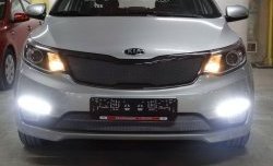 1 599 р. Сетка в решетку радиатора Russtal KIA Rio 3 QB рестайлинг седан (2015-2017) (хром)  с доставкой в г. Владивосток. Увеличить фотографию 2