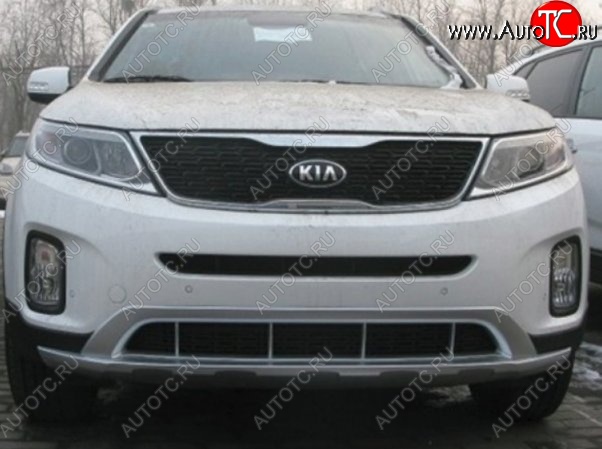 17 299 р. Накладка на передний бампер CT KIA Sorento XM рестайлинг (2012-2015) (Неокрашенная)  с доставкой в г. Владивосток