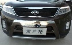 5 449 р. Накладка на передний бампер SuvStyle KIA Sorento XM рестайлинг (2012-2015) (Неокрашенная)  с доставкой в г. Владивосток. Увеличить фотографию 2