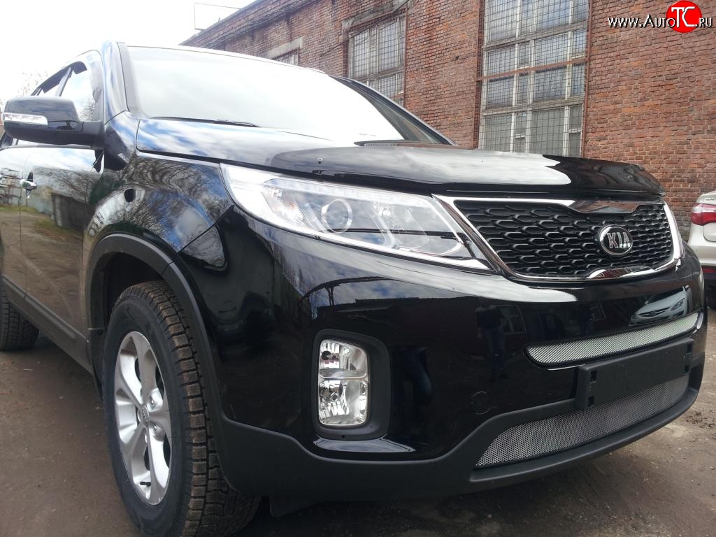 1 539 р. Нижняя сетка на бампер Russtal (хром)  KIA Sorento  XM (2012-2015) рестайлинг  с доставкой в г. Владивосток