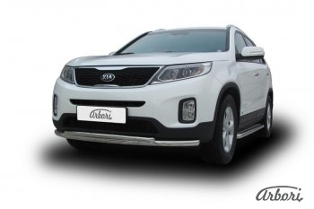 5 499 р. Защита переднего бампера Arbori (нержавейка, 2 трубы d57 и 42 mm) KIA Sorento XM рестайлинг (2012-2015)  с доставкой в г. Владивосток. Увеличить фотографию 2