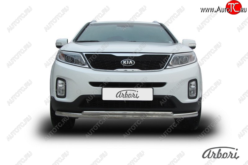 5 499 р. Защита переднего бампера Arbori (нержавейка, 2 трубы d57 и 42 mm) KIA Sorento XM рестайлинг (2012-2015)  с доставкой в г. Владивосток