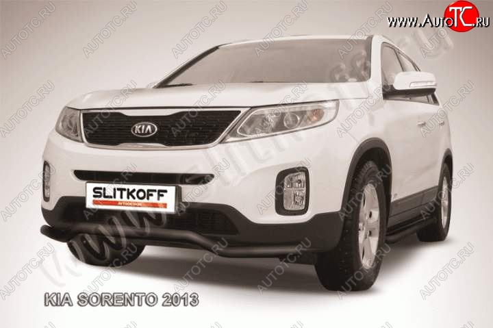 10 849 р. Защита переднего бампера из трубы d57 Slitkoff (волна)  KIA Sorento  XM (2012-2015) рестайлинг (Цвет: серебристый)  с доставкой в г. Владивосток