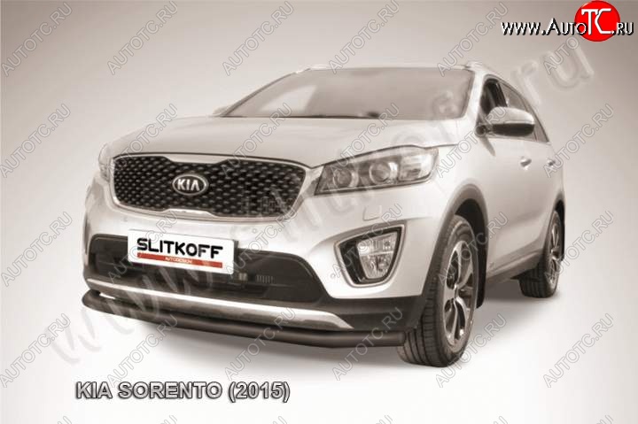 8 999 р. Защита переднего бампера из трубы d57 Slitkoff  KIA Sorento  UM/Prime (2014-2018) дорестайлинг (Цвет: серебристый)  с доставкой в г. Владивосток