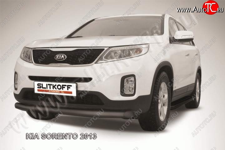 11 799 р. Защита переднего бампера из трубы d76 Slitkoff KIA Sorento XM рестайлинг (2012-2015) (Цвет: серебристый)  с доставкой в г. Владивосток