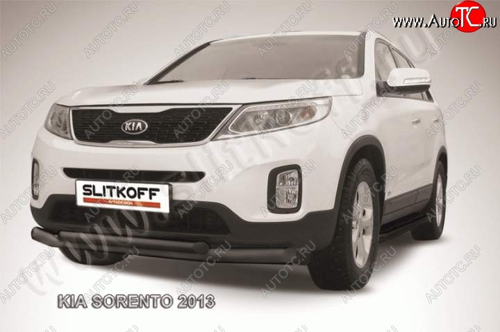 12 699 р. Защита переднего бампера из труб d76+57 Slitkoff (двойная) KIA Sorento XM рестайлинг (2012-2015) (Цвет: серебристый)  с доставкой в г. Владивосток