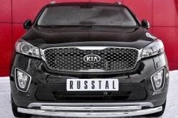 20 599 р. Защита переднего бампера (2 трубыØ63 и 42 мм, нержавейка) SLITKOFF  KIA Sorento  UM/Prime (2014-2018) дорестайлинг  с доставкой в г. Владивосток. Увеличить фотографию 1