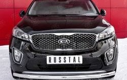 Одинарная защита переднего бампера диаметром 63 мм SLITKOFF KIA (КИА) Sorento (соренто)  UM/Prime (2014-2018) UM/Prime дорестайлинг