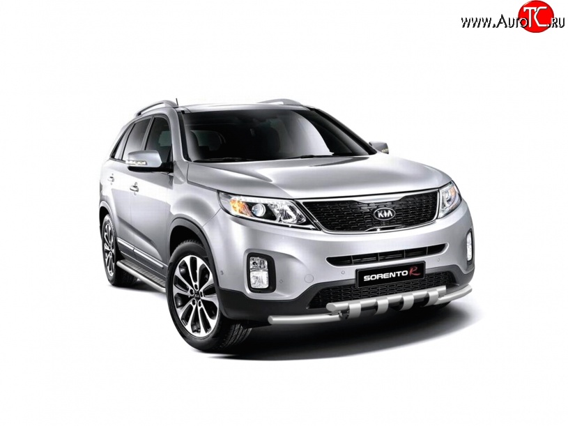 13 499 р. Широкая защита порогов Petroil Tuning KIA Sorento XM рестайлинг (2012-2015) (Нержавеющая полированная сталь)  с доставкой в г. Владивосток