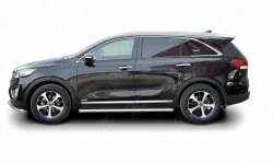 17 299 р. Защита порогов из круглой трубы диаметром 63 мм Russtal KIA Sorento UM/Prime дорестайлинг (2014-2018) (Защита порогов с со скосами на торцах (вариант 1))  с доставкой в г. Владивосток. Увеличить фотографию 3